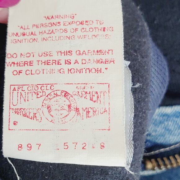 Vtg Carhartt Jacket Mens L Blue Denim Varsity Detroit Collegiate Bomber USA Made - Picture 11 of 16